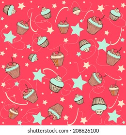 Pattern with cupcakes.