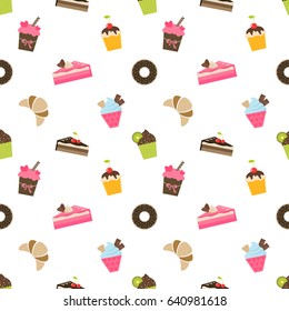 pattern with cupcakes and pieces of cake