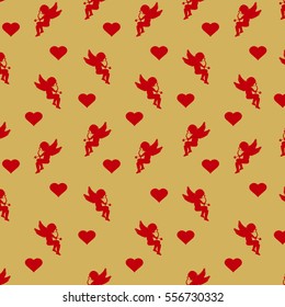 pattern with cupid and heart. Wrapping paper. Valentine's Day