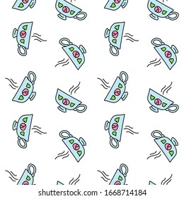 El patrón con tazas. Adornamento sin inconvenientes de tazas de té con doodle sobre un fondo blanco. Vector 8 EPS.
