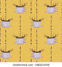 pattern of cups in which coffee is poured