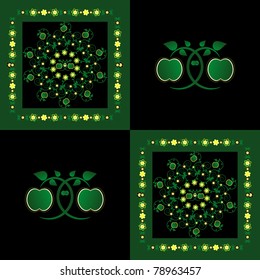 pattern with curl and flower on square background