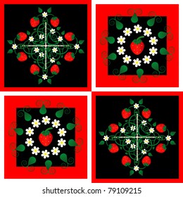 pattern with curl and flower on square background