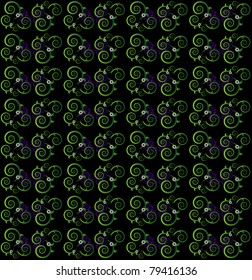 pattern with curl and flower seamless texture