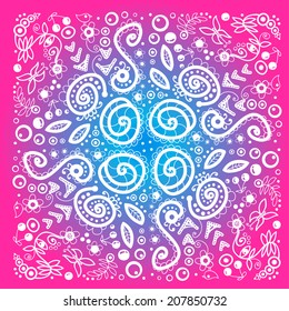 Pattern with curl and nature ornament
