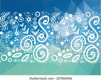 Pattern with curl and nature ornament