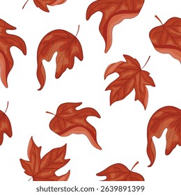 pattern of curved leaves from a deciduous tree, namely from a maple tree, without a background, for Canada Day or autumn designs