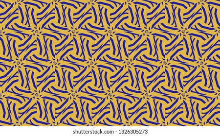 Pattern with curved line. Triangles style. Vector illustration. Orange blue color For you home interior wallpaper, fashion print. Seamless.