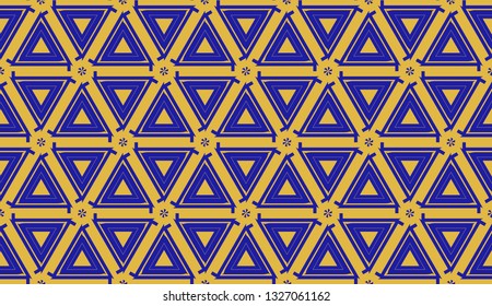 Pattern with curved line. Triangles style. Vector illustration. Orange blue color For you home interior wallpaper, fashion print. Seamless.