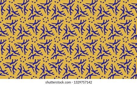 Pattern with curved line. Triangles style. Vector illustration. Orange blue color For you home interior wallpaper, fashion print. Seamless.