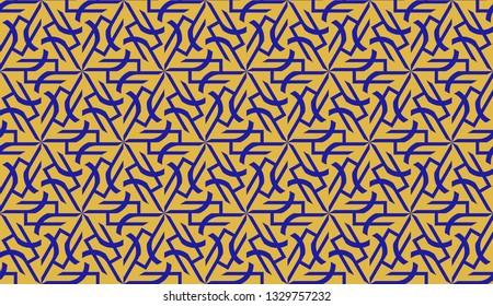 Pattern with curved line. Triangles style. Vector illustration. Orange blue color For you home interior wallpaper, fashion print. Seamless.