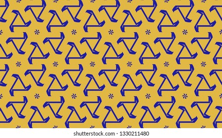 Pattern with curved line. Triangles style. Vector illustration. Orange blue color For you home interior wallpaper, fashion print. Seamless.