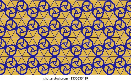 Pattern with curved line. Triangles style. Vector illustration. Orange blue color For you home interior wallpaper, fashion print. Seamless.