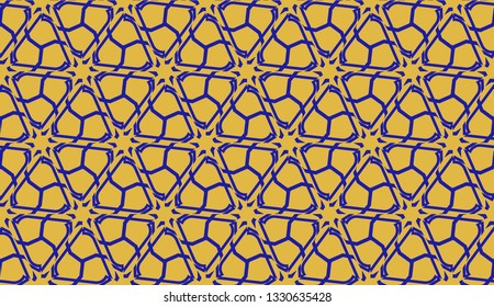 Pattern with curved line. Triangles style. Vector illustration. Orange blue color For you home interior wallpaper, fashion print. Seamless.
