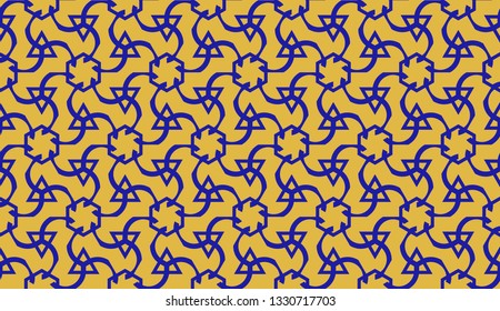 Pattern with curved line. Triangles style. Vector illustration. Orange blue color For you home interior wallpaper, fashion print. Seamless.