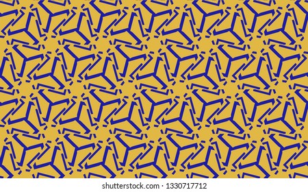 Pattern with curved line. Triangles style. Vector illustration. Orange blue color For you home interior wallpaper, fashion print. Seamless.