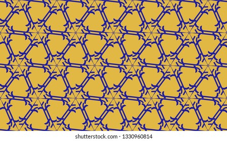Pattern with curved line. Triangles style. Vector illustration. Orange blue color For you home interior wallpaper, fashion print. Seamless.