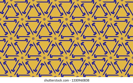 Pattern with curved line. Triangles style. Vector illustration. Orange blue color For you home interior wallpaper, fashion print. Seamless.