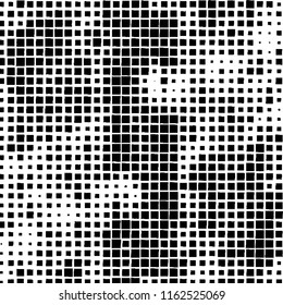 The pattern of the curves of scattered squares on white background