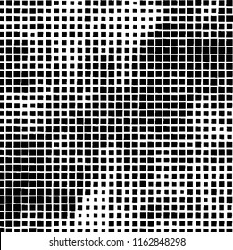 The pattern of the curves of scattered squares on white background
