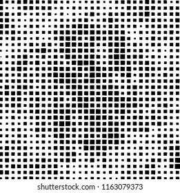 The pattern of the curves of scattered squares on white background