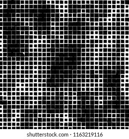 The pattern of the curves of scattered squares on white background