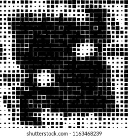 The pattern of the curves of scattered squares on white background