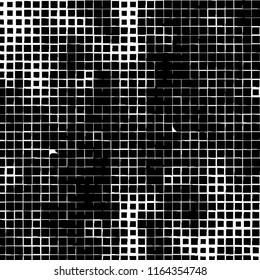 The pattern of the curves of scattered squares on white background
