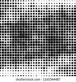 The pattern of the curves of scattered squares on white background