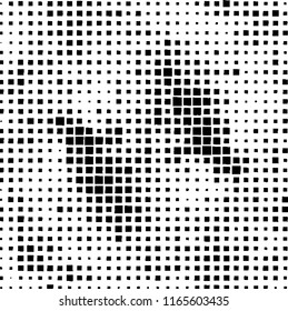 The pattern of the curves of scattered squares on white background