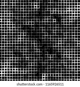 The pattern of the curves of scattered squares on white background