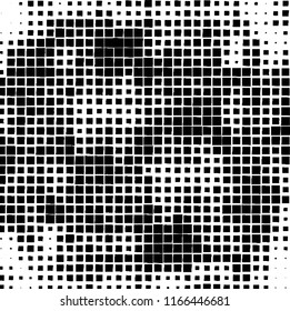 The pattern of the curves of scattered squares on white background