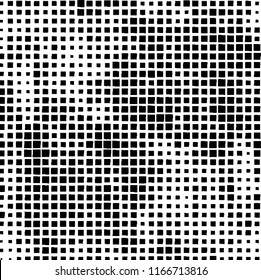 The pattern of the curves of scattered squares on white background
