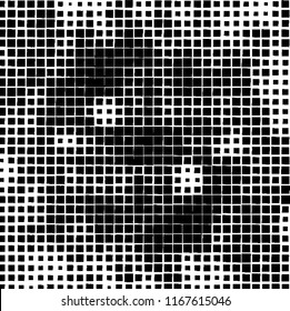 The pattern of the curves of scattered squares on white background