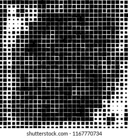 The pattern of the curves of scattered squares on white background