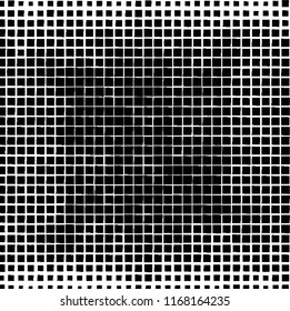 The pattern of the curves of scattered squares on white background