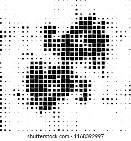 The pattern of the curves of scattered squares on white background