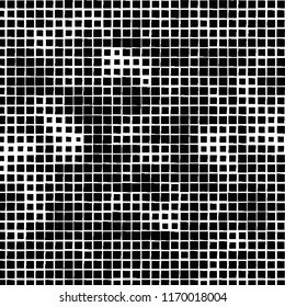 The pattern of the curves of scattered squares on white background