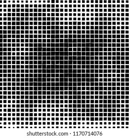 The pattern of the curves of scattered squares on white background