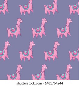 pattern of cute alpacas kawaii style