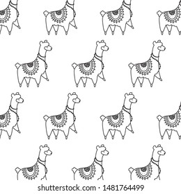 pattern of cute alpacas kawaii style