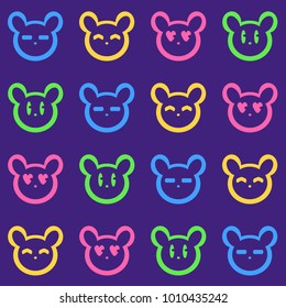 Pattern with cute animals. Bright colors.