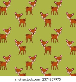 Pattern cute animals from the forest little deer