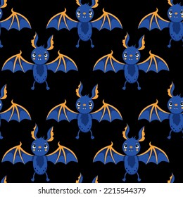 Pattern with a cute bat. Background for clothes, packaging, textiles.