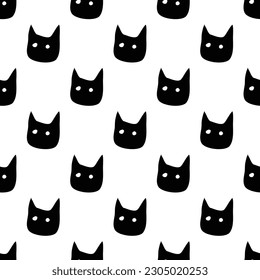 Patrón de lindos gatos negros sobre fondo blanco