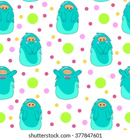 Pattern  Cute  blue monster