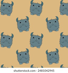 A pattern of cute blue monsters for children