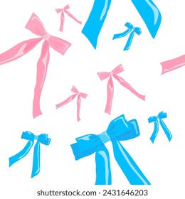 Pattern of cute bows on gift, cards and invitations and background.Vector illustration