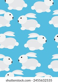 Pattern of a cute bunny on a blue background.