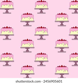 The pattern of cute cakes is pink and yellow